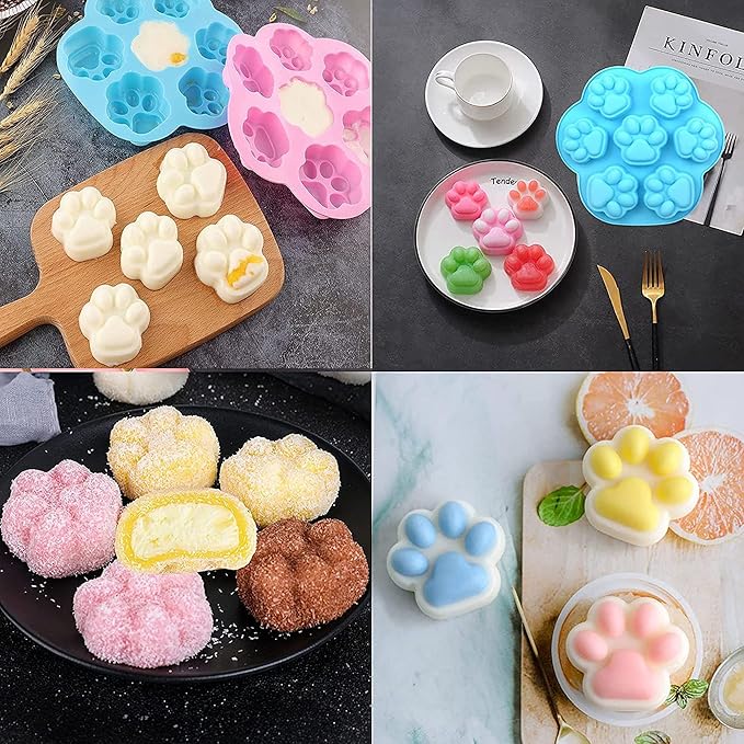 Puppy Dog Paw Bone Silicone Chocolate Moulds，Silicone Dog Treat Mold - 5 Pack