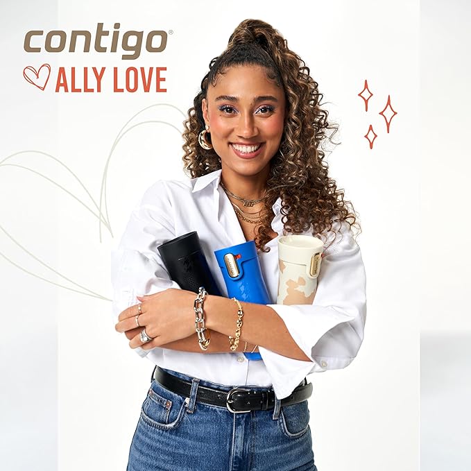 Contigo x Ally Love Stainless Steel Vacuum-Insulated Travel Mug with Autoseal and Easy Clean Lid, Spill-proof, Keeps Drinks cold 24 hrs & hot for 11 hrs, BPA Free, 16oz., West Loop 3.0, Stellar Jay