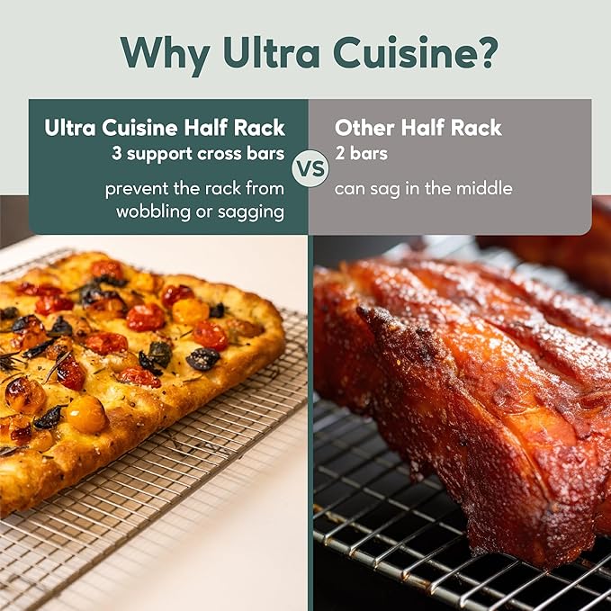 Ultra Cuisine Heavy Duty 100% Stainless Steel Cooling Rack for Cooking and Baking - Baking Rack & Wire Cooling Rack - Fits Half Sheet and Quarter Sheet Pans - 11.5''x16.5'' & 8.5''x12''