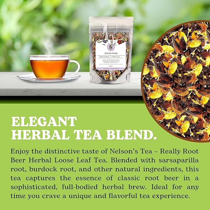 Nelson's Tea Really Root Beer - Sarsaparilla Root Herbal Loose Leaf Tea; Blend of Flavors like Sarsaparilla, Sassafras Burdock, and More! - Sample