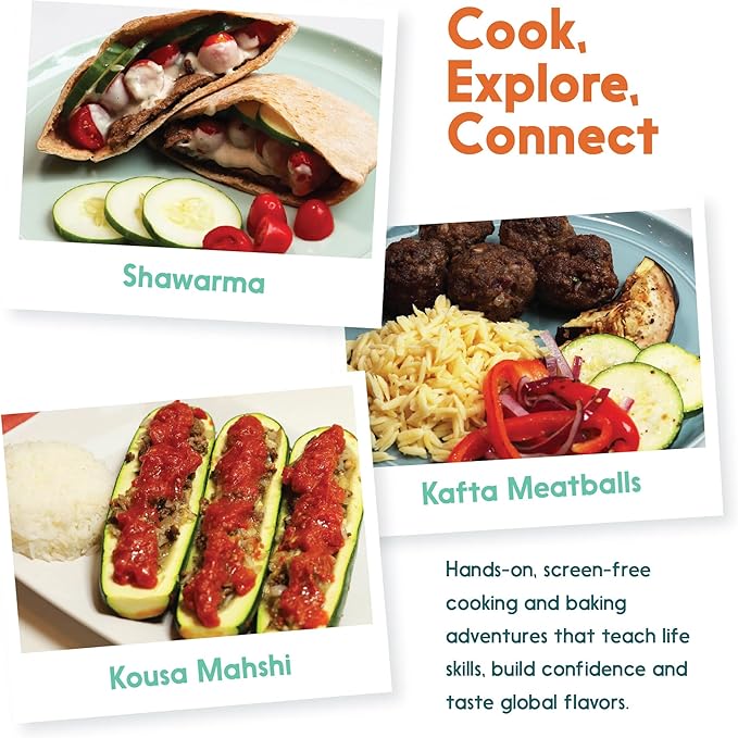 eat2explore Cooking Kits for Kids – Interactive & Educational Kids Cooking Sets Real for Ages 5 and Up,3 Recipe Cards & Global Ingredients – Fun Gift for Young Chefs (Lebanon Edition)