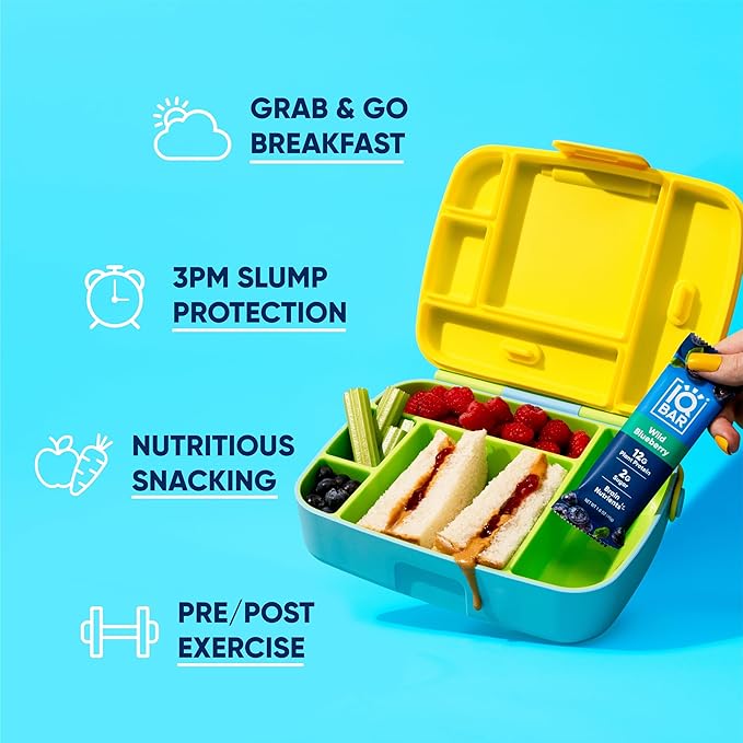 IQBAR Brain and Body Plant Protein Bars - Wild Blueberry - 12-Count - Keto, Vegan, Low Carb, High Fiber, Gluten Free, Dairy Free, Low Sugar Snack with Nutrients for Focus, Energy, Meal Replacement