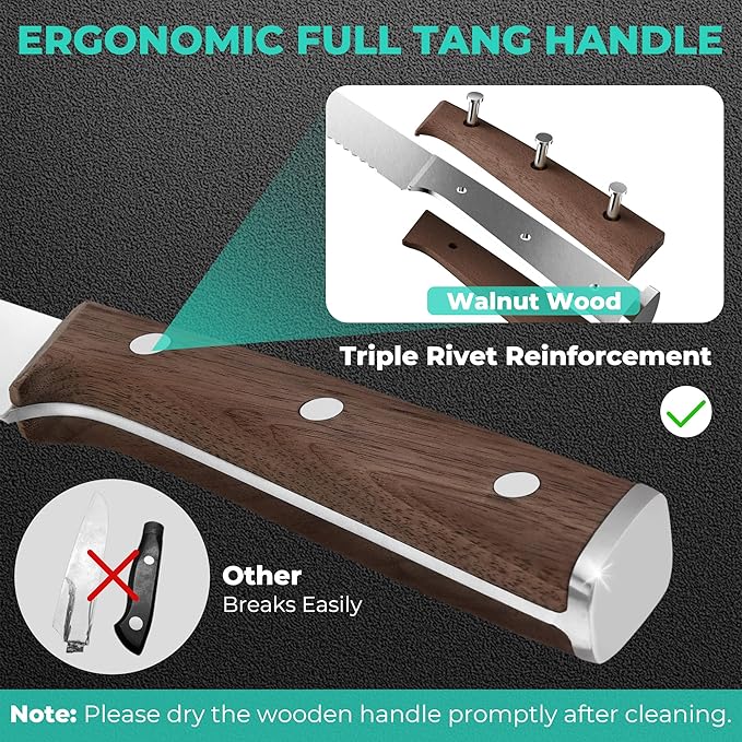 HAUSHOF Bread Knife with Sheath, 8-Inch Serrated Bread Knife for Homemade Bread, 5Cr15Mov Premium Stainless Steel Bread Cutter with Gift Box for Mom Dad, Full Tang and Ergonomic Handle