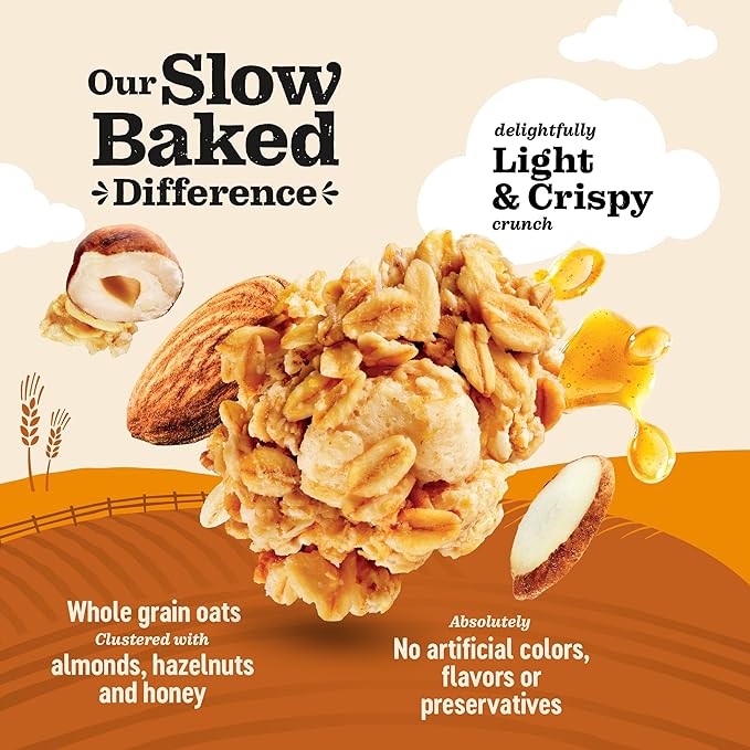 Jordans Slow Baked Granola | Honey Nut Slow-baked Granola with Almonds, Hazelnuts and Honey | No Artificial Flavors, Colors, or Preservatives, 11.4 oz (Pack of 3)