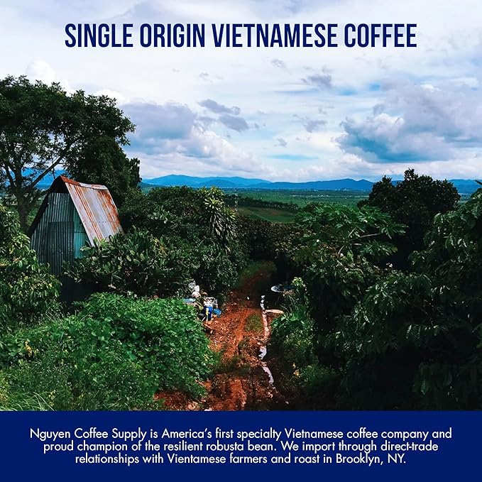 Nguyen Coffee Supply - Truegrit Robusta: Medium Roast Premium Whole Coffee Beans, Vietnamese Single Origin, Direct Trade, Low Acid with High Caffeine Content, Roasted in Brooklyn [12 oz Bag]
