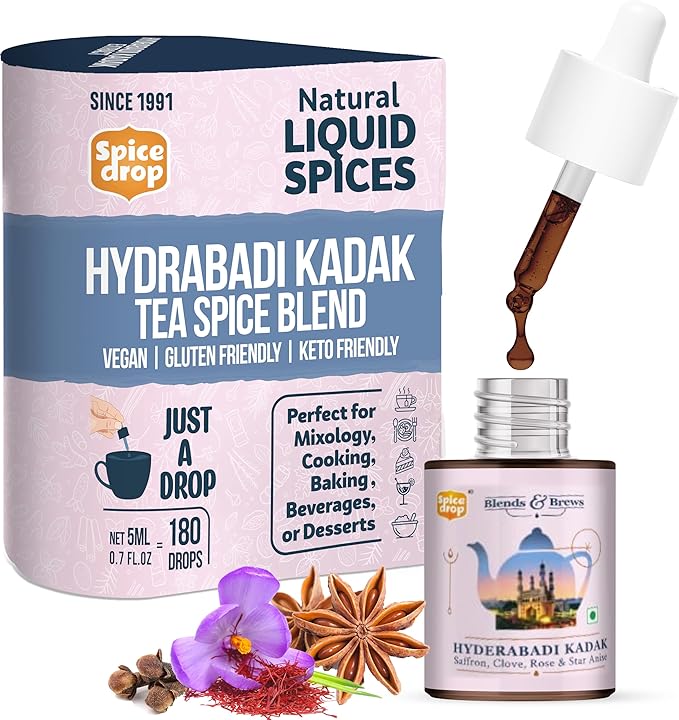 Spice Drop - Tea, Coffee, Latte | Premium Quality & Rich Aroma | Authentic Indian Spices Extract | Pure Spice Blend With No Added Color or Preservative | Unsweetened | Non GMO | Vegan | Gluten Free| 0.17 Oz | Upto 180 Cups (Chai Masala - Royale, Pack O...