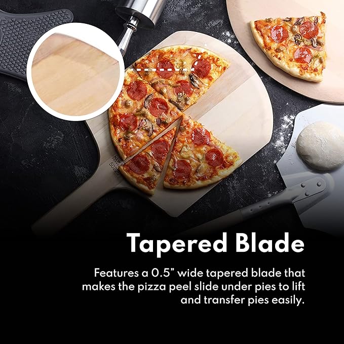 New Star Foodservice 1029970 Restaurant-Grade Wooden Pizza Peel, 16" L x 14" W Plate, with 12" L Wooden Handle, 30" Overall Length