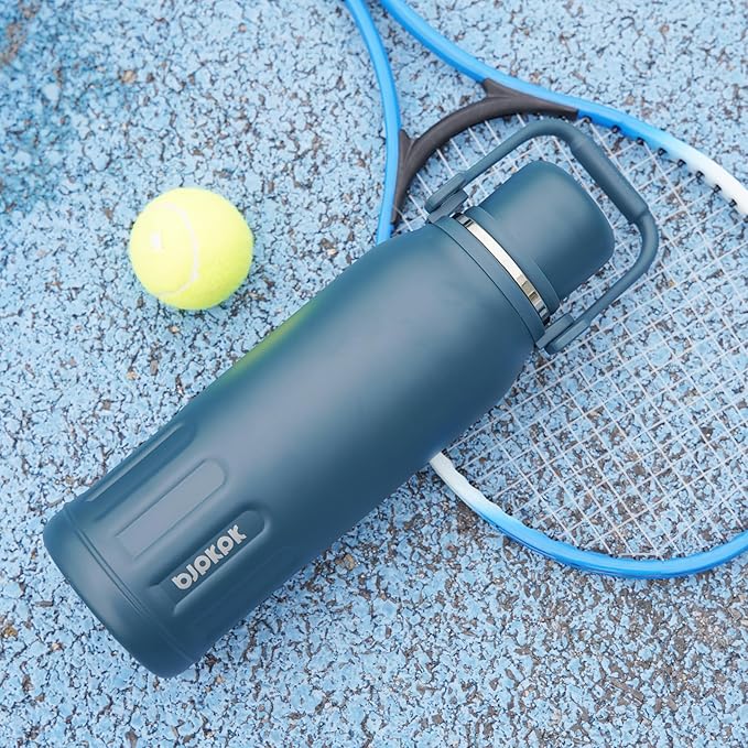 BJPKPK Insulated Thermos Water Bottle with Handle and Lid 27oz Stainless Steel Water Bottles Double Wall for Cold and Hot Beverages,Yellow