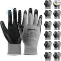 ANDANDA Smart Touch Work Gloves - 12 Pairs, 3D Comfort Stretch Fit, Nitrile Coated with Grip, Seamless Knit Nylon, Suitable for Warehousing, Logistics, Handling, Black (S)