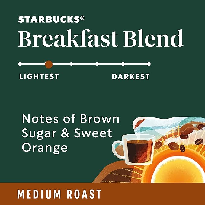 Starbucks K-Cup Coffee Pods, Medium Roast Coffee, Breakfast Blend, 100% Arabica, 4 boxes (96 pods total)
