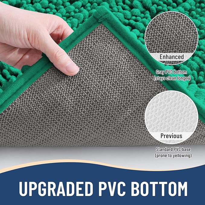 Arotive Luxury Chenille Bathroom Rug Mat, Extra Soft Thick Absorbent Shaggy Bath Rugs, Non-Slip Machine Wash Dry, Plush Bath Mats for Bathroom, Shower and Tub, 47x24, Emerald