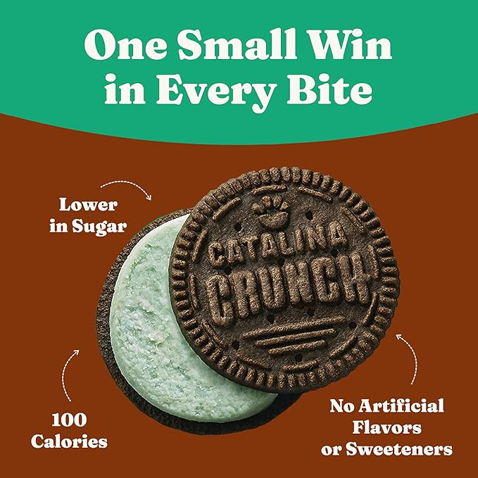 Catalina Crunch Protein Cookies, 4g Protein per Serving | Low-Sugar Sandwich Cookies | Gluten Free, Vegan | Keto Dessert Snacks - Chocolate Mint, 5.9 oz. (14 Count)