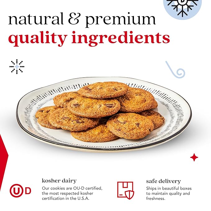 David's Cookies Happy Holidays Thin and Crispy Cookies Tin – Gourmet Crunchy Cookies in Festive Sweet Sampler – Holiday Dessert Gift for Friends Family, Christmas Treats and Seasonal Celebrations