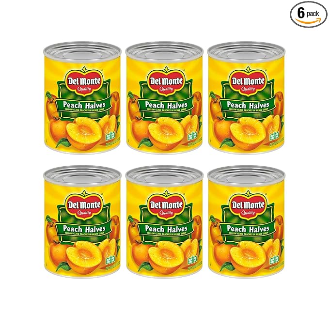 Del Monte Yellow Cling Canned Peach Halves in Heavy Syrup, 29 oz Can (Pack of 6)