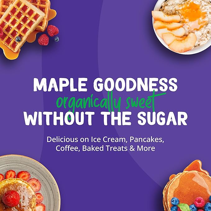 Pyure Organic Maple Flavored Syrup | Sugar-Free Maple Syrup for Pancakes, Waffles, Keto Desserts | 2g Net Carbs, Gluten-Free, Vegan, Plant-Based, Non-GMO, Diabetic Friendly | 14 oz Bottle
