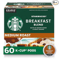 Starbucks K-Cup Coffee Pods, Medium Roast Coffee, Breakfast Blend for Keurig Brewers, 100% Arabica, 6 boxes (60 pods total)