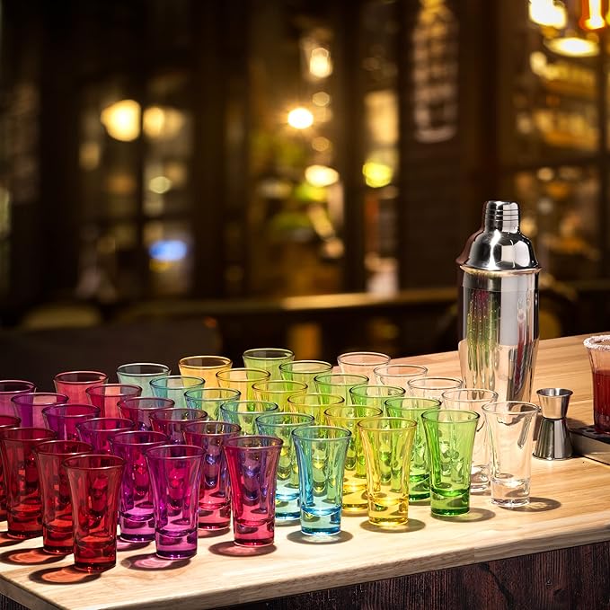 M&N HOME Purple Ombre Shot Glasses, 2 Oz Set of 6 Colored Shot Glasses, Whiskey Glasses, Tequila, Cocktail Glasses, Vodka Glasses, Spirits & Liquors (Gradient Purple)