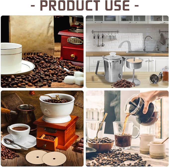 200 Count Percolator Coffee Filters, 3.75 Inch Natural Unbleached Disposable Coffee Filter Disc Coffee Filters for Camping Coffee Pot Home Office Use