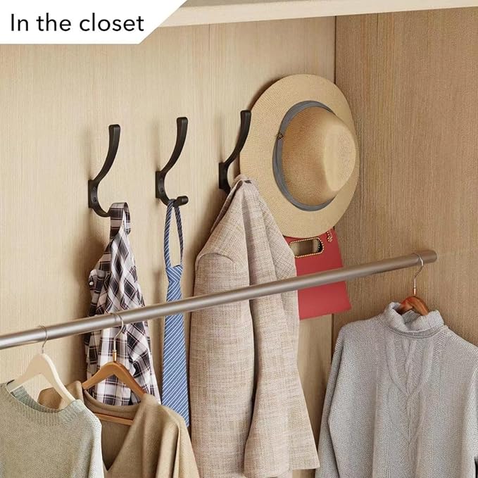 4 Pack Hanging Coat Hooks Wall Mount, Coat Hanger Wall Hangers, Metal Hooks for Hanging Heavy Duty, Screw in Hooks for Hanging Towels, Clothes, Backpack, Hat, Bag, Jacket, Key, Robe, Backpack Gold