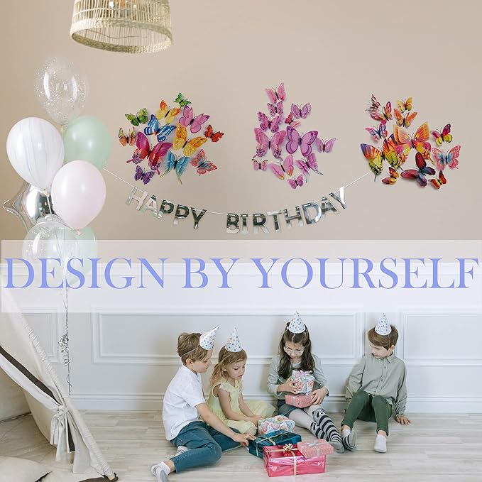 Butterfly Wall Decor 24/48 PCS, 3D Butterflies Stickers for Party Decorations with Magnets(Multiple Colour, 24)