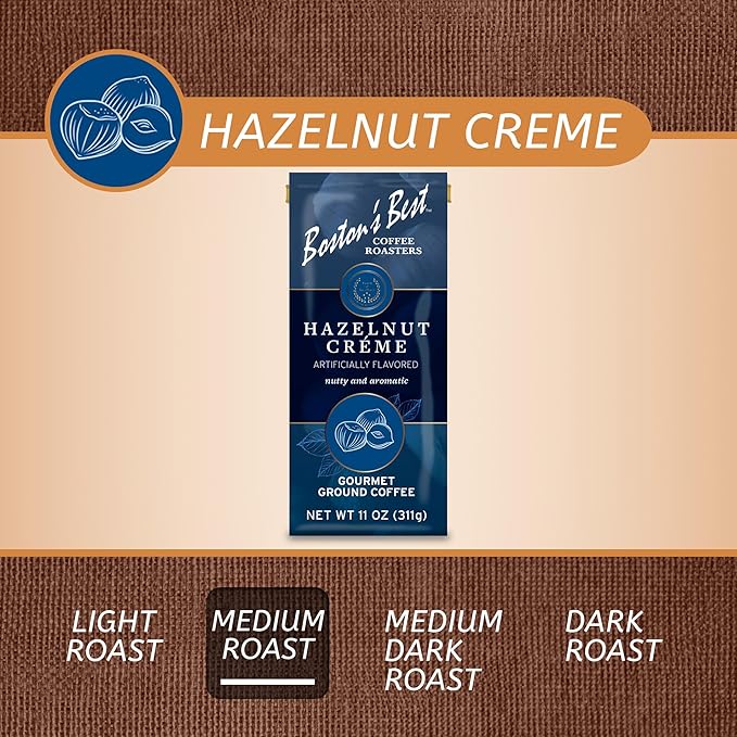 Boston’s Best Coffee - Hazelnut Creme Flavored Delicious Gourmet Coffee, Premium Ground - 11 oz. / 311 g Bag