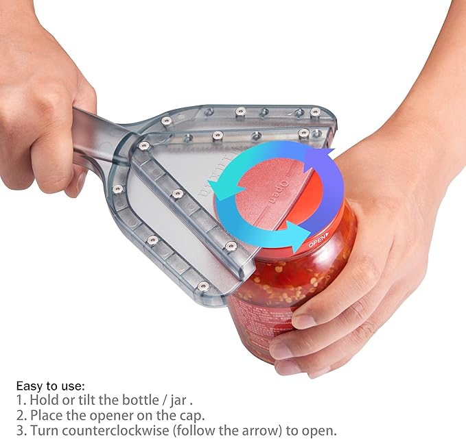 Jar Opener for Weak Hand & Seniors with Arthritis,Easy Twist Off Bottle Caps,Patent | Unique Kitchen Gadgets, Christmas Gifts for Elderly/Women/Men (Transparent)