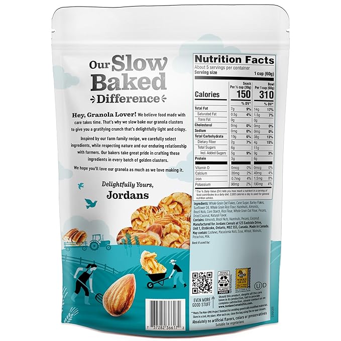 Jordans Slow Baked Granola | Four Nut Granola with Almonds, Brazil Nuts and Pecans | non-GMO, No Artificial Flavors, Colors, or Preservatives | Better for You Snacks for Adults & Kids | 11.4 oz (Pack of 3)