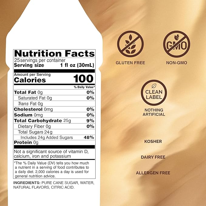 Monin - Toasted Marshmallow Syrup, Flavor of Campfire Treats, Natural Flavors, Great for Mochas, Shakes, Cocoas and Cocktails, Non-GMO, Gluten-Free (750 ml)