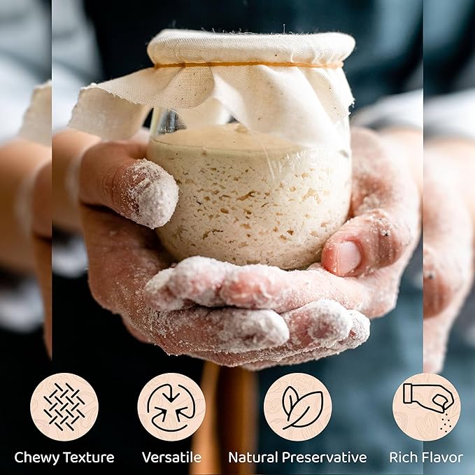 Living Dough - 120+ Year Old Jewish Whole Grain Rye Sourdough Starter Culture - Active & Live Organic Sourdough Starter for Baking - For Artisanal Bread, Pizza Dough, Waffles & More