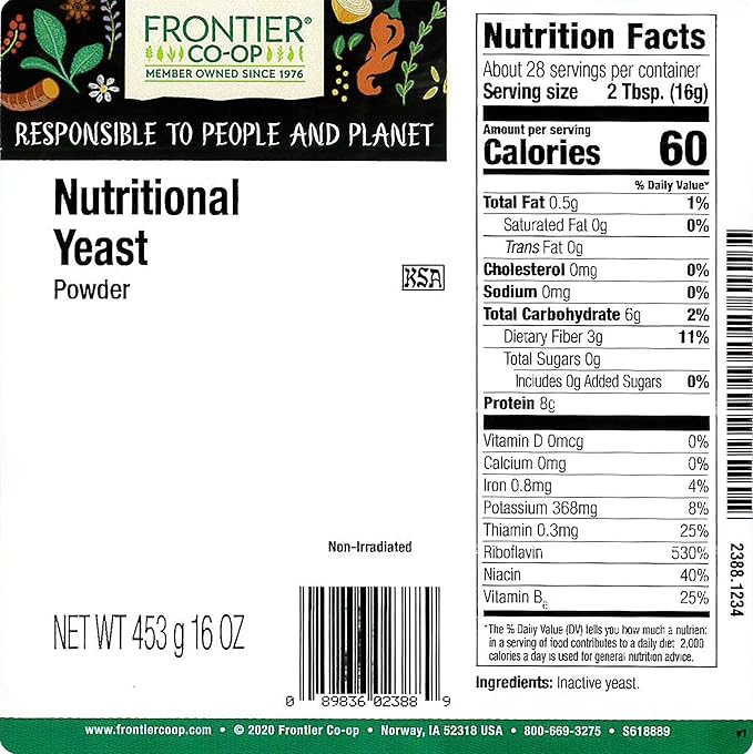 Frontier Co-op Powder Nutritional Yeast 1lb