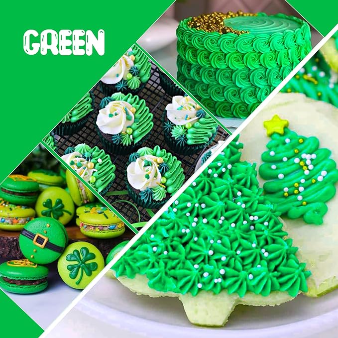 Food Coloring Liquid - Vibrant Color Food Coloring for Cake Decorating, Baking, Easter Egg, Icing - Tasteless Food Color Dye for Fondant, Cooking, Slime, Airbrush (Green, 8 Fl.oz)