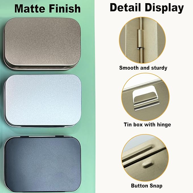 Small Metal Box With Lid-Cookie Tins Metal Tins With Lids Lens Wipes Storage Container Mini Portable Box,Empty Hinged Tin,For Organize Mint Candy Jar,Sewing Tools,DIY Gift Boxes(6 Pcs Silvery)