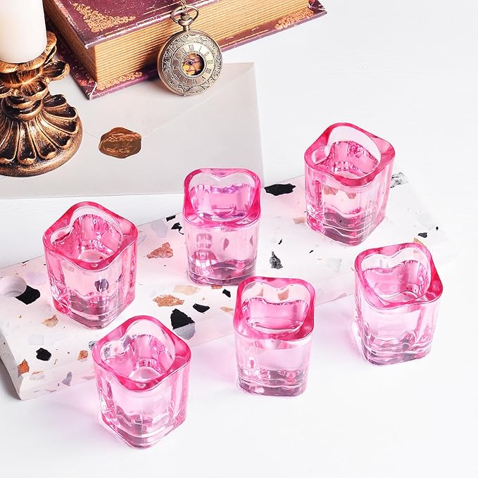 Shot Glasses, 2oz Heavy Base Set of 6 - Pink, Heart Shaped, Square - Cute Bar Cart Accessories