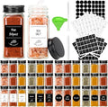 CycleMore 36 Pack 4oz Glass Spice Jars, Square Spice Containers with Black Metal Caps and Pour/Sift Shaker Lid-280pcs Labels,1pcs Silicone Collapsible Funnel and Brush Included