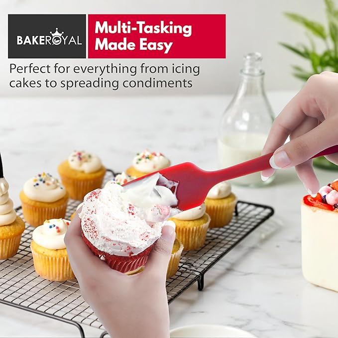 Silicone Spatula Set - 4-Piece Rubber Spatulas Silicone Heat Resistant 600°F for Everyday Task - Seamless Design Kitchen Spatulas for Nonstick Cookware - Red