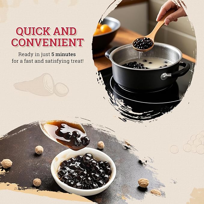 52USA Boba Tapioca Pearl, Black Sugar Flavor, Fresh Bubble Tea Pearl, 8.8 Oz (Pack of 2) – Ready in 5 Minutes, Soft & Chewy Black Tapioca Pearls for Milk Tea, Coffee, Smoothies & Desserts