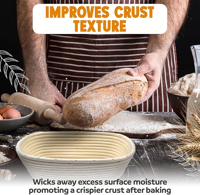 Banneton Bread Proofing Basket Sourdough Proofing Basket for Beginners & Professional Bakers, Handwoven Rattan Cane Bread Maker for Artisan Breads, 8.5 x 3 Inch, 1-Pound Round Brotform