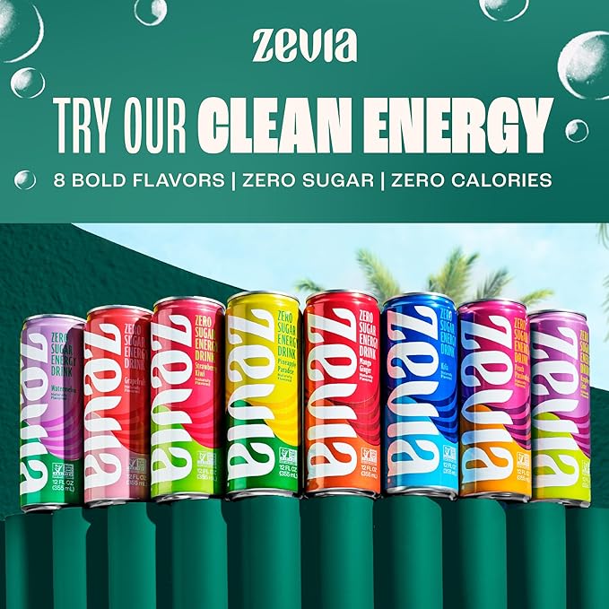 Zevia Zero Sugar Soda, Fruity Variety Pack, 12 oz Cans (24-Pack) – Naturally Sweetened, Zero Calorie Sugar Free Soda - Non-GMO Project Verified, Gluten-Free, Vegan