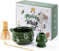 5pcs Premium Matcha Set,Ceramic Bowl with Spout and Bamboo Whisk set, Ceremonical Matcha Kit for breakfast/latte,Tea Starter Making Kit,Christmas Matcha Gift set (Christmas Tree)