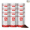 Illy Ground Espresso Coffee, Classico Medium Roast - Mild & Balanced - 100% Arabica - Pre-Ground for Espresso - Pressurized Packaging Sealed for Freshness - 8.8oz (Pack of 12)