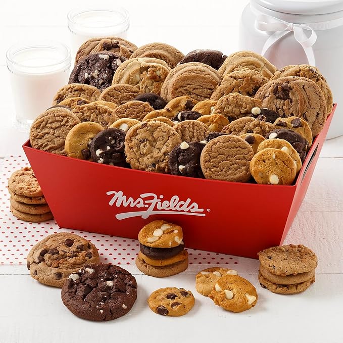 Mrs. Fields Large Sweet Signature Crate - Assorted with 12 Original Cookies and 45 Nibblers Bite-Sized Cookies in our 5 Classic Flavors (57 Count)