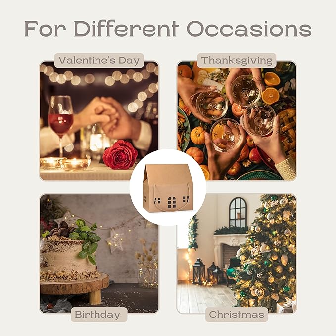 Boxes Craftory Set of 5 House Shaped Gift Boxes (12.99 x 9.84 x 7.48 inch) - Mansion Boxes Ideal for Home Gifts, House Interior Decorations and Bakery Boxes with Window | Havana