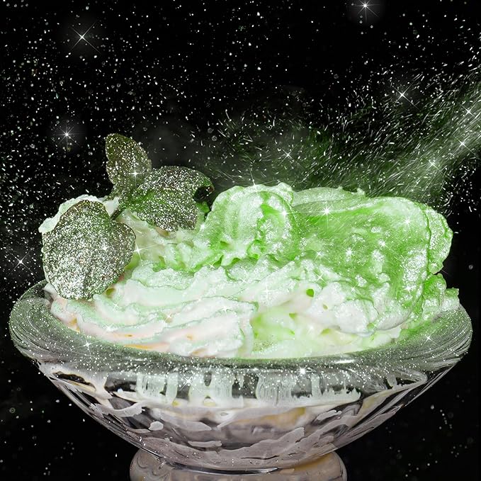NiHome Edible Food-Grade Glitter Powder Glimmer Luster Dust Metallic Fancy Food Decorating Sprinkle Glimmery Dust for Drink Wine Beverage Cake Bakery Vegan Allergen-Free (Fruit Green, 0.35oz/10g)