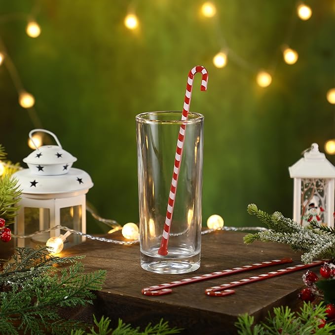 30 Pcs Christmas Coffee Stirrers Candy Cane Swizzle Sticks Coffee Bar Decoration Hot Cocoa Plastic Cocktails Drink Stirrers Reusable Beverage Stir Gifts for Xmas Party Supplies(Red, White)