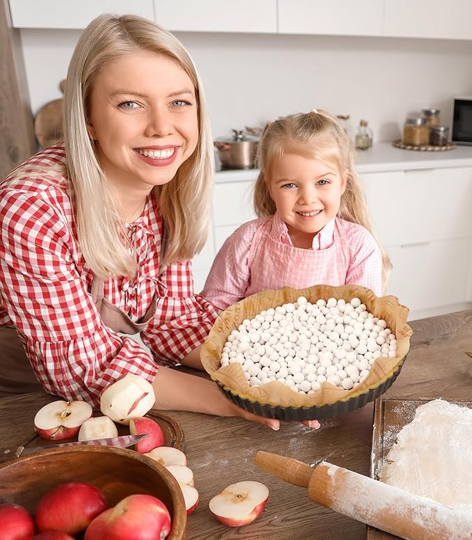 Pie Weights for Baking Crusts,Ceramic Baking Beans for Blind Bake,2.2 lbs Reusable Ceramic Stoneware,Suitable for Various Pies and Pastries,Comes with storage box,Perfect Pie Crust Baking Tools