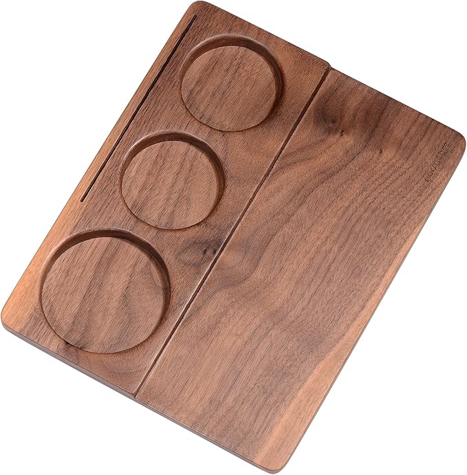 Normcore Tamping Station - Natural Walnut Espresso Tamping Mat - Wooden Tamping Mat for 51/54/58mm Portafilter, Tamper, Distributor, Puck Screen and Portafilter - Genuine American Walnut Wood
