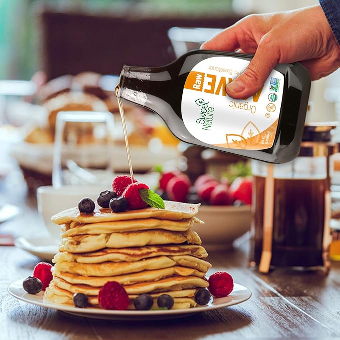 Sweet Nature Raw Agave Nectar Sweetener - Honey & Sugar Substitute for Diabetics - Natural, Organic, Kosher, Low Glycemic Liquid Sweetener (46oz)