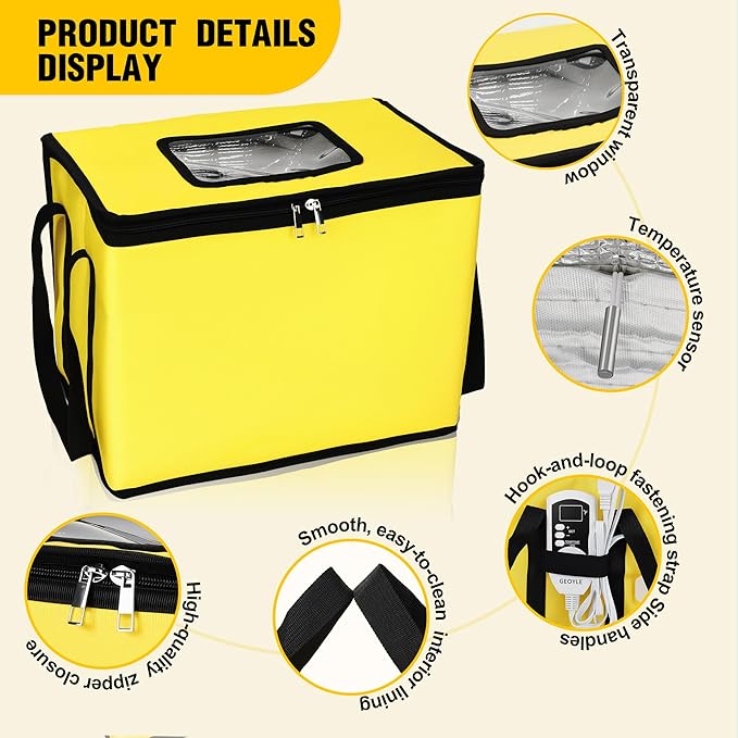 30L Dough Proofer, Folding Bread Proofing with 33-122℉ Temperature & 96h Timer Controller, Sourdough proofing box Heated Fermentation for Making Bread, Yogurt, Natto and Handmade Soap