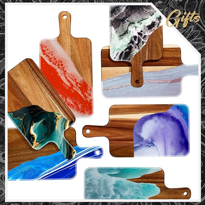 Nuenen 30 Pcs Wood Cutting Board with Handle 15.7 x 7.8 Inch Acacia Bamboo Wooden Serving Kitchen Chopping Boards for Pizza, Bread, Cheese, Charcuterie, Fruit, Vegetables (Acacia)