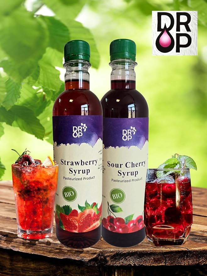DROP Pure Organic, Variety Pack, Flavor Bio Syrup, Natural Fruit Syrup – 30% Fruit Concentrate for Drinks & Desserts 16.9 fl oz Bottles (Pack of Three)